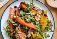 Savory Miso Brown Rice Salad with Lentil Arugula and Walnuts