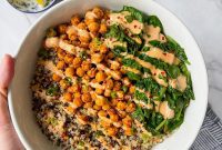Hearty Quinoa Power Bowls with Crispy Chickpeas and Zesty Greens