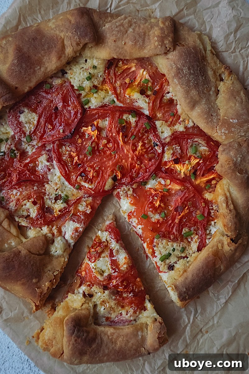 A freshly baked Vegan Tomato Galette, ready to be served