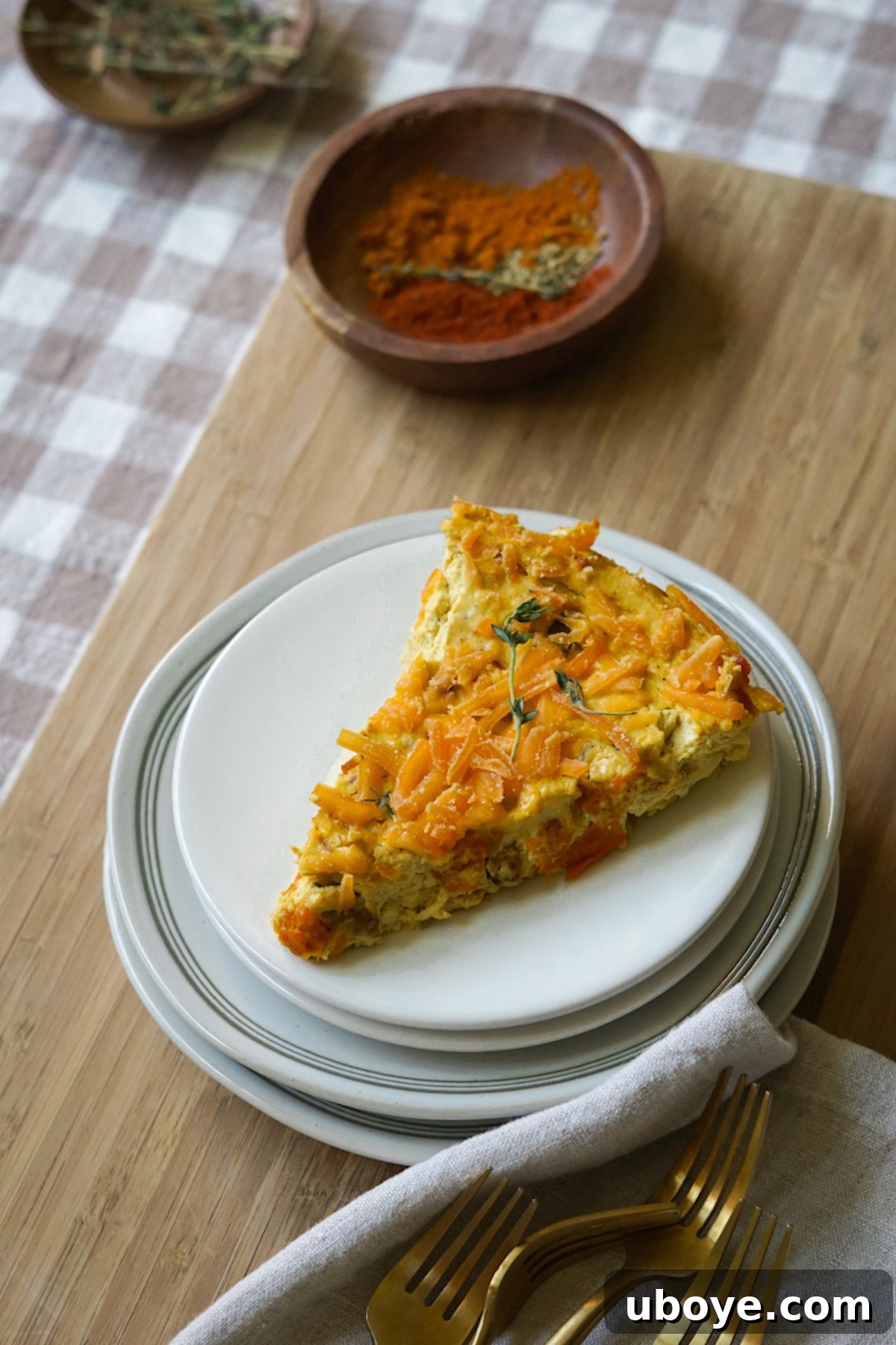 Savory Sweet Potato Skillet 2 Delicious Sweet Potato Frittata with fresh herbs, ready to be served