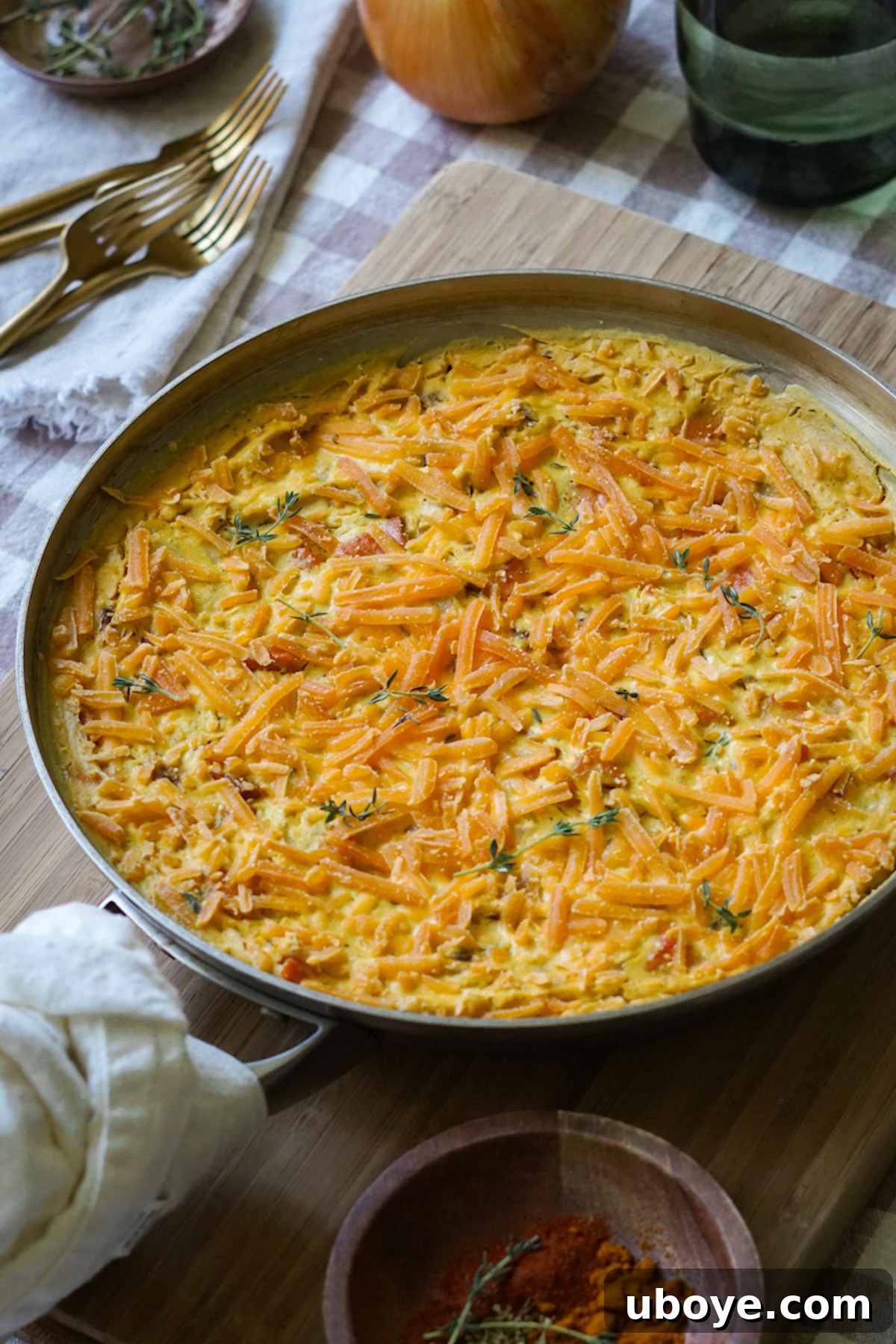 Savory Sweet Potato Skillet 3 Sweet Potato Frittata garnished with fresh herbs, close-up ready to serve