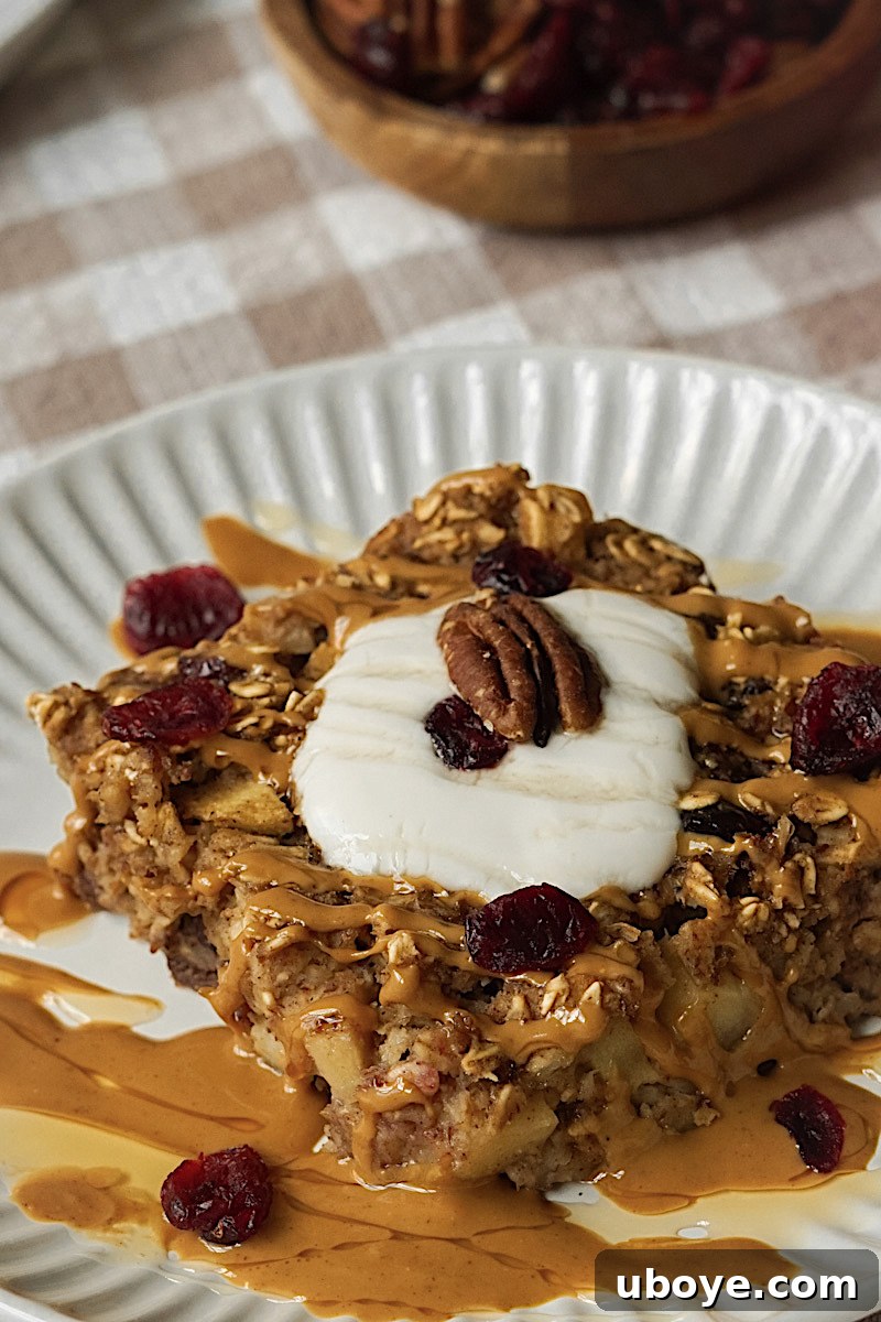 Baked Apple Cinnamon Oats 5 A beautiful flat lay of all the fresh and dry ingredients for baked oatmeal artfully arranged on a wooden surface