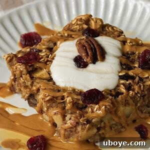 Delicious Apple Cinnamon Baked Oatmeal, presented enticingly for a healthy breakfast