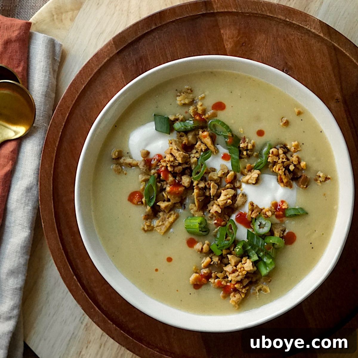 Creamy and hearty loaded baked potato soup, ideal for a comforting postpartum meal.