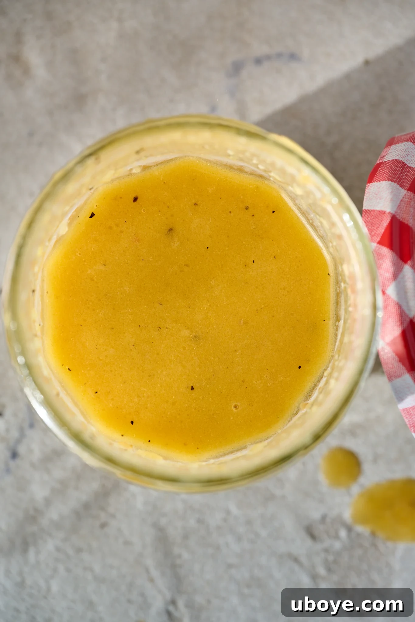 Dressing is made and in a glass jar.