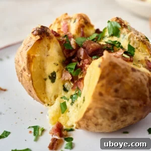 Garlic butter and cream cheese baked potato, easy and impressive.