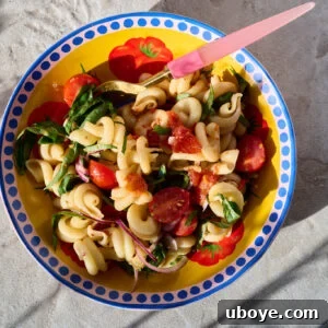 Mediterranean Tomato Confit Pasta Salad, a summer dish.