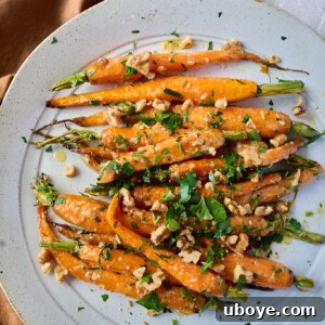 Garlic butter roasted carrots, beautifully caramelized.