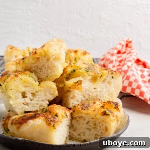 Garlic Butter No-Knead Focaccia, an ultimate upgrade to classic garlic bread with fluffy, golden, and buttery texture
