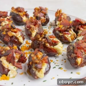 Goat cheese stuffed dates, a decadent snack for pre-dinner drinks or Christmas dinner