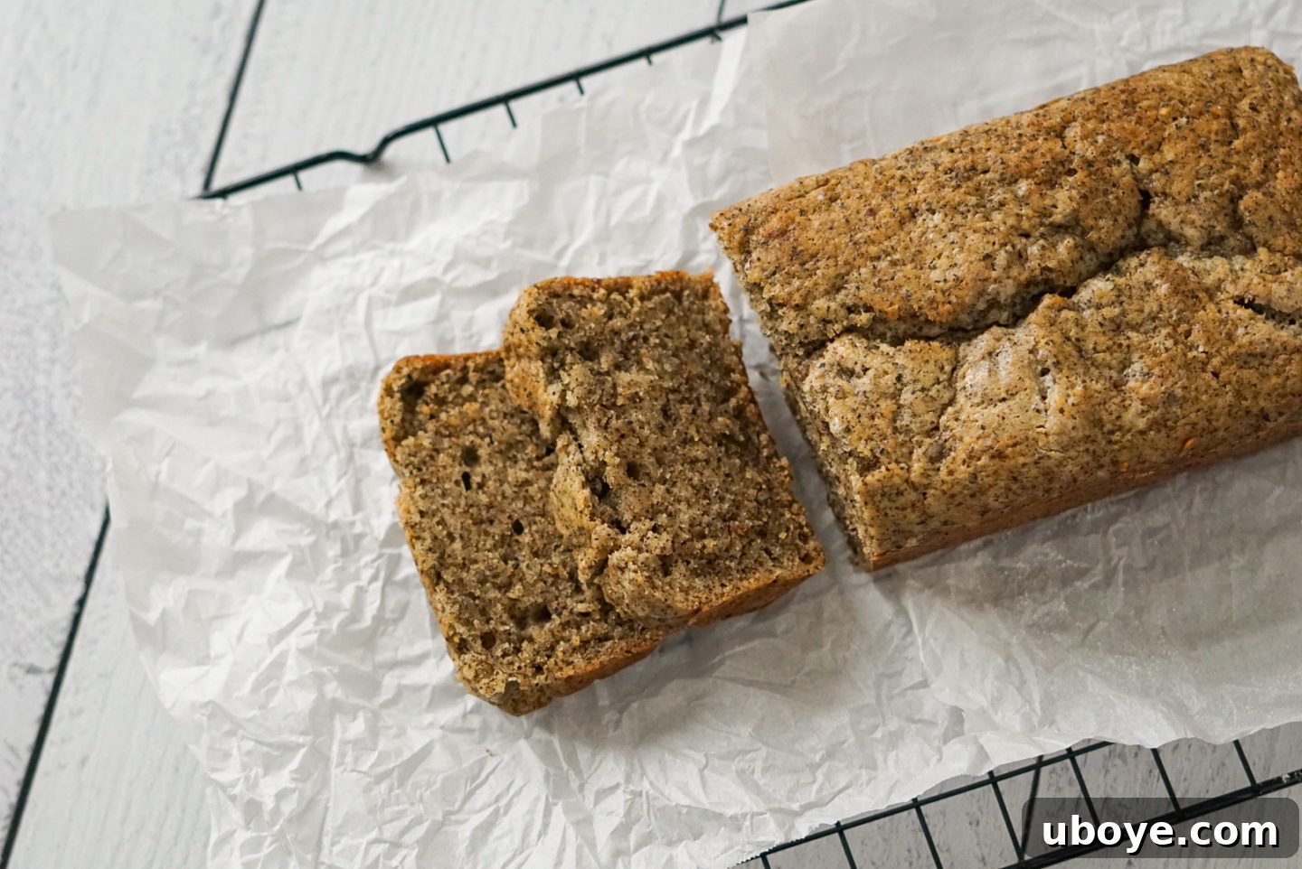 Slice of vegan Earl Grey tea cake with a delicate crumb