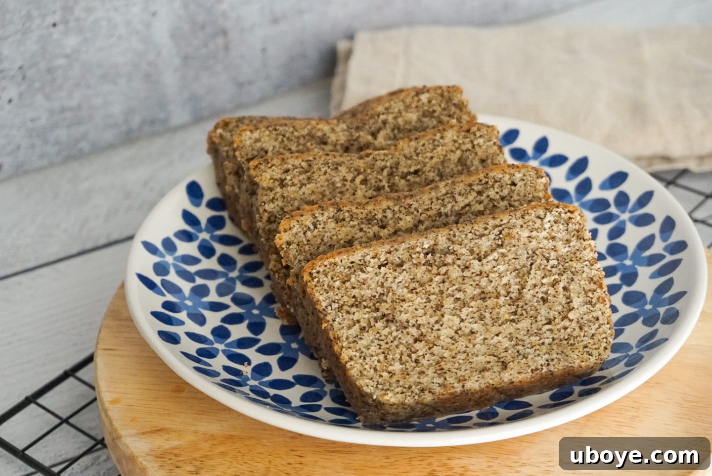 Close-up of baked vegan Earl Grey cake with sugar topping