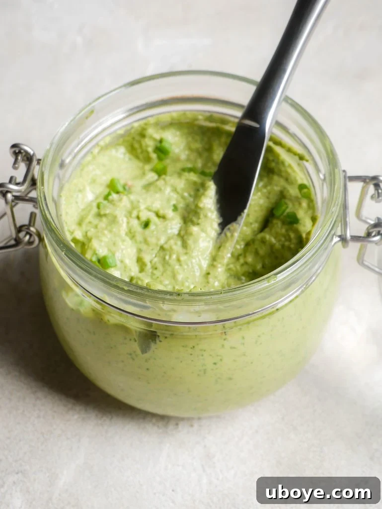 Lush Green Goddess Dip 3 Close-up of Green Goddess Spread ingredients