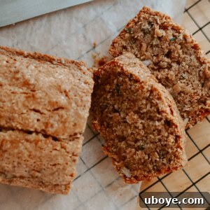 A small circular image of a slice of vegan zucchini bread, representing the recipe.