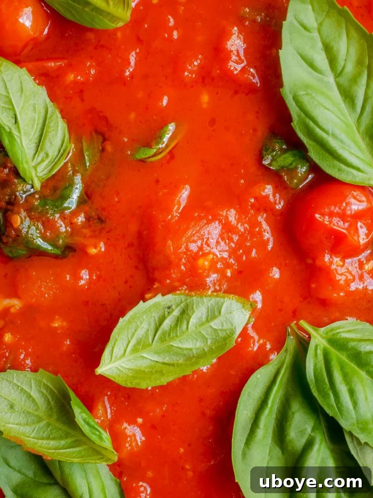 Platter of spaghetti and meatballs with fresh basil