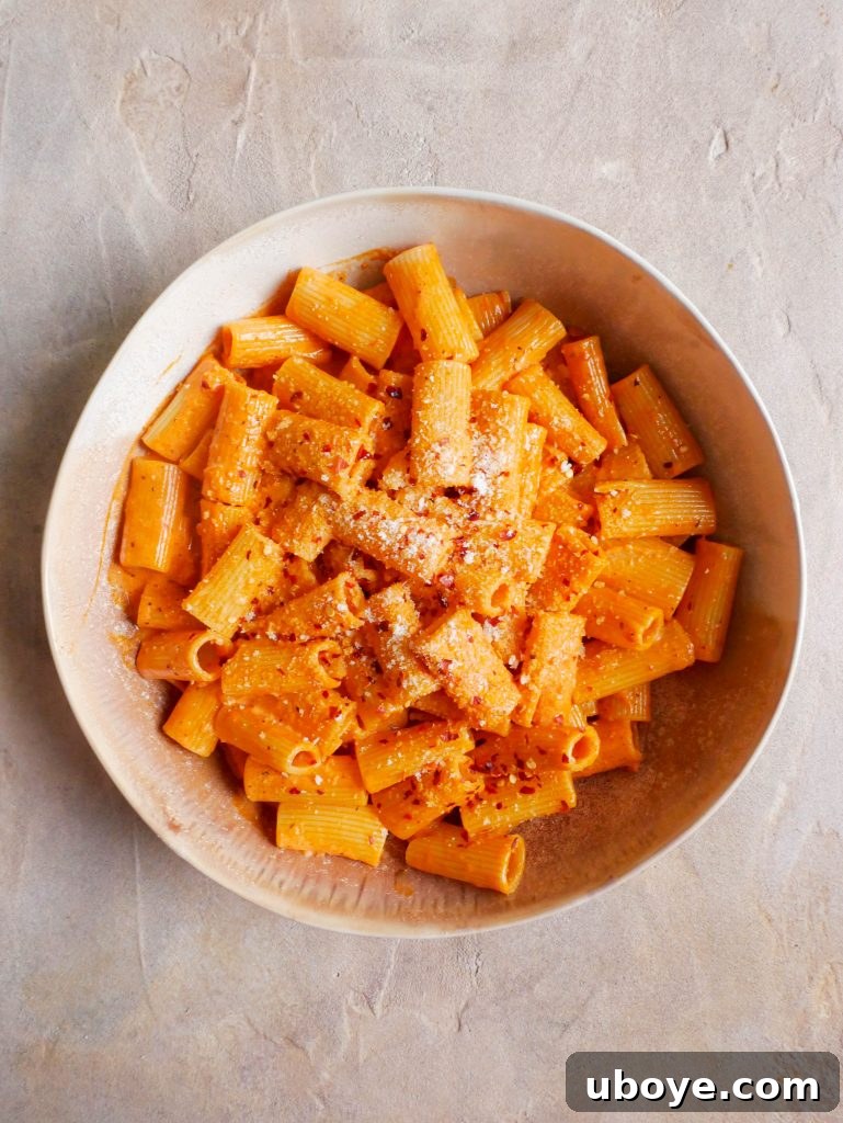 Classic Pasta alla Vodka in a bowl