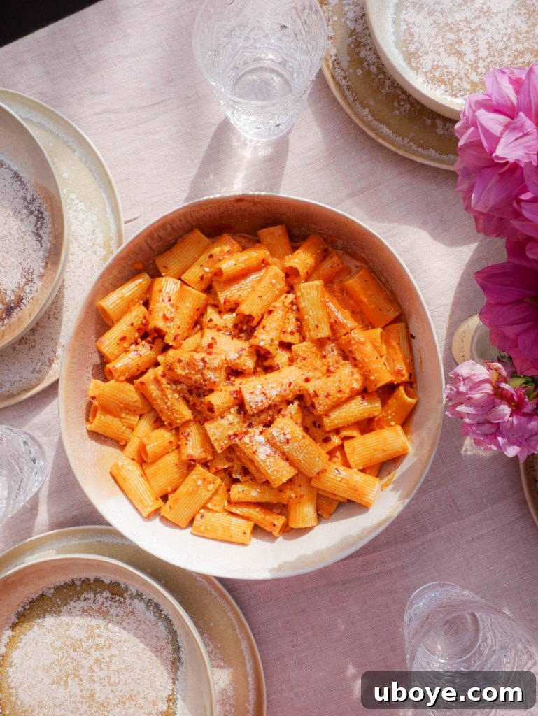 Large bowl of pasta alla vodka