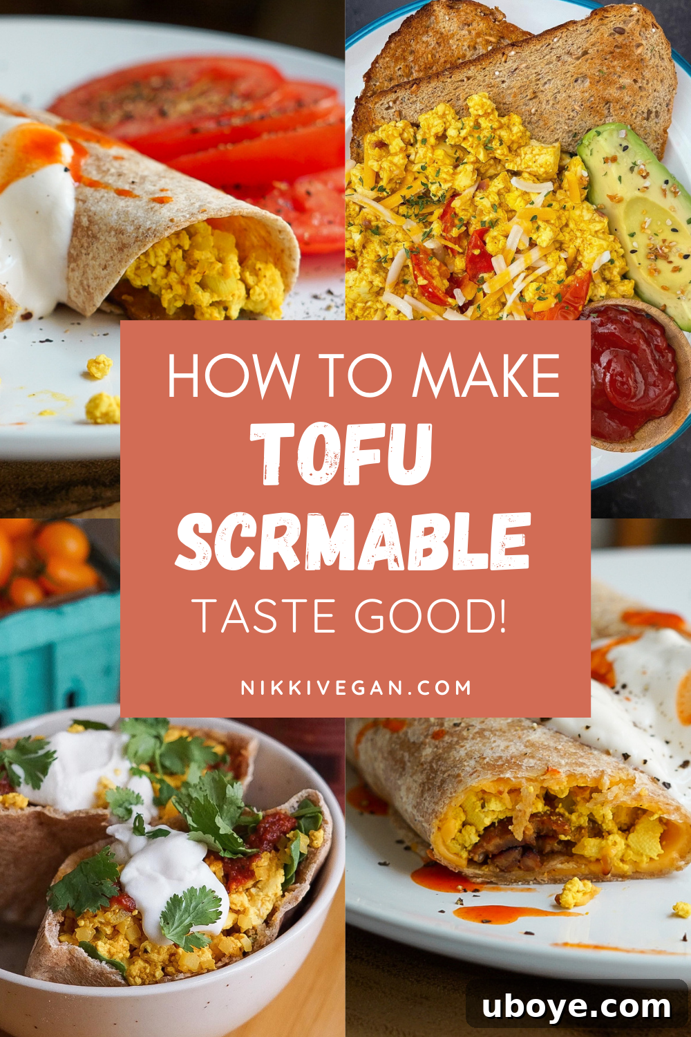 A vibrant close-up of tofu scramble in a pan, ready to be served, tempting viewers to try the recipe.