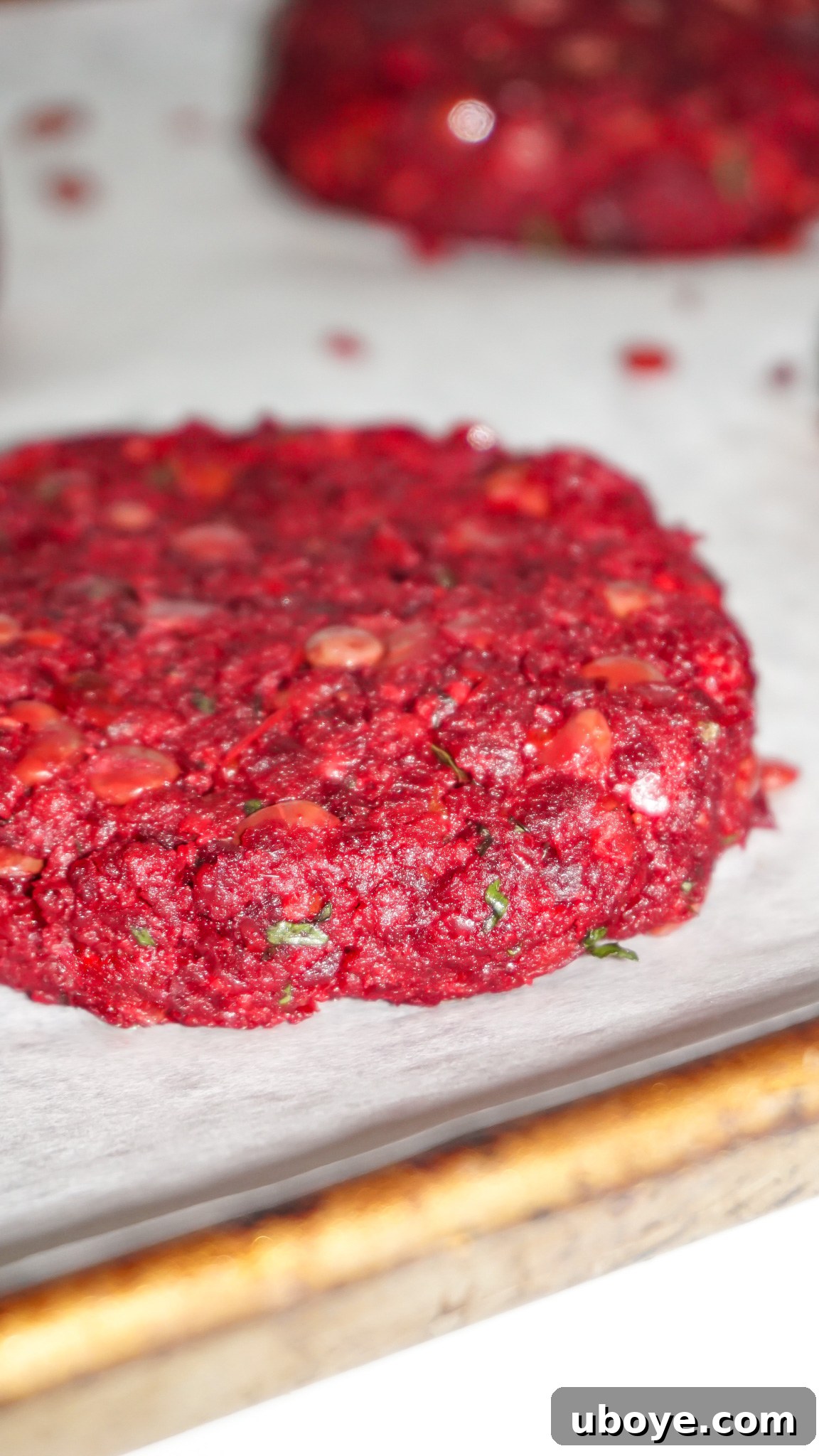 Ruby Red Beet and Walnut Burgers 3 Close-up of the vegan burger mixture before forming patties, showing its meat-like consistency