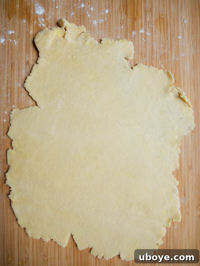 Homemade cream cheese puff pastry dough, ready for rolling