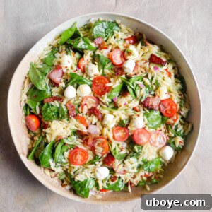 Finished Basil Garlic Pesto Summer Pasta Salad in a bowl