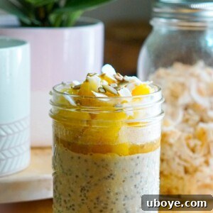 Tropical Protein Overnight Oats with Warm Pineapple Sauce
