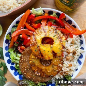 Delicious Vegan Grilled Pineapple Teriyaki Burger Bowl