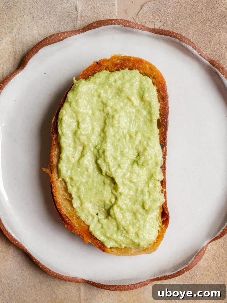 Assorted gourmet avocado toasts, including avocado smash with pickled onions and other variations.