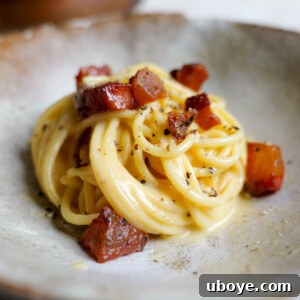A tempting bowl of classic Carbonara.