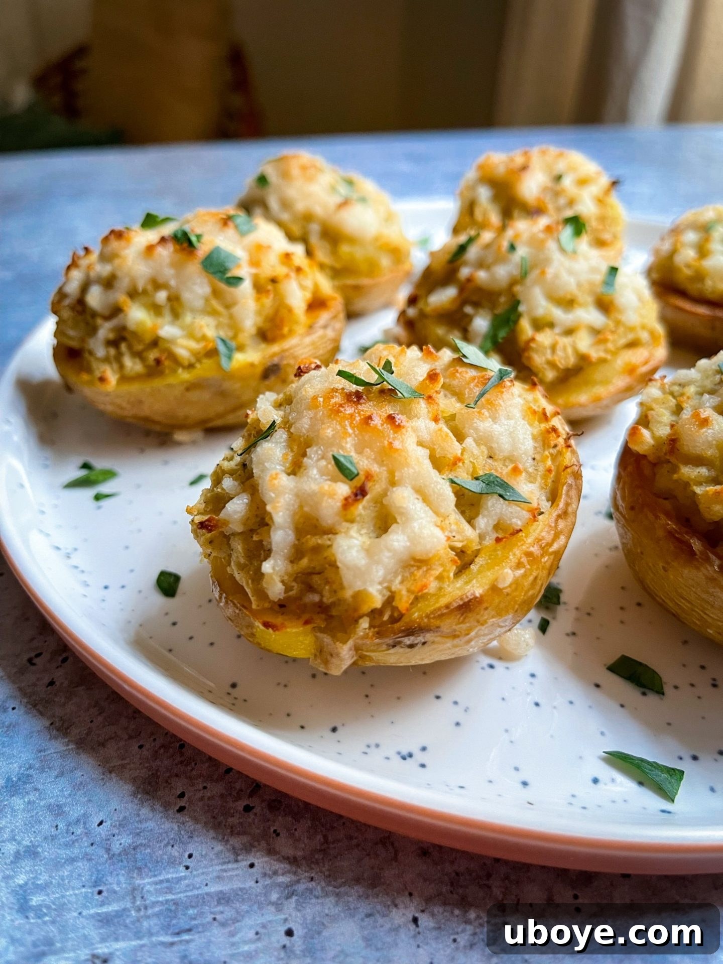healthy vegan oil free mini twice baked potatoes side dish recipe