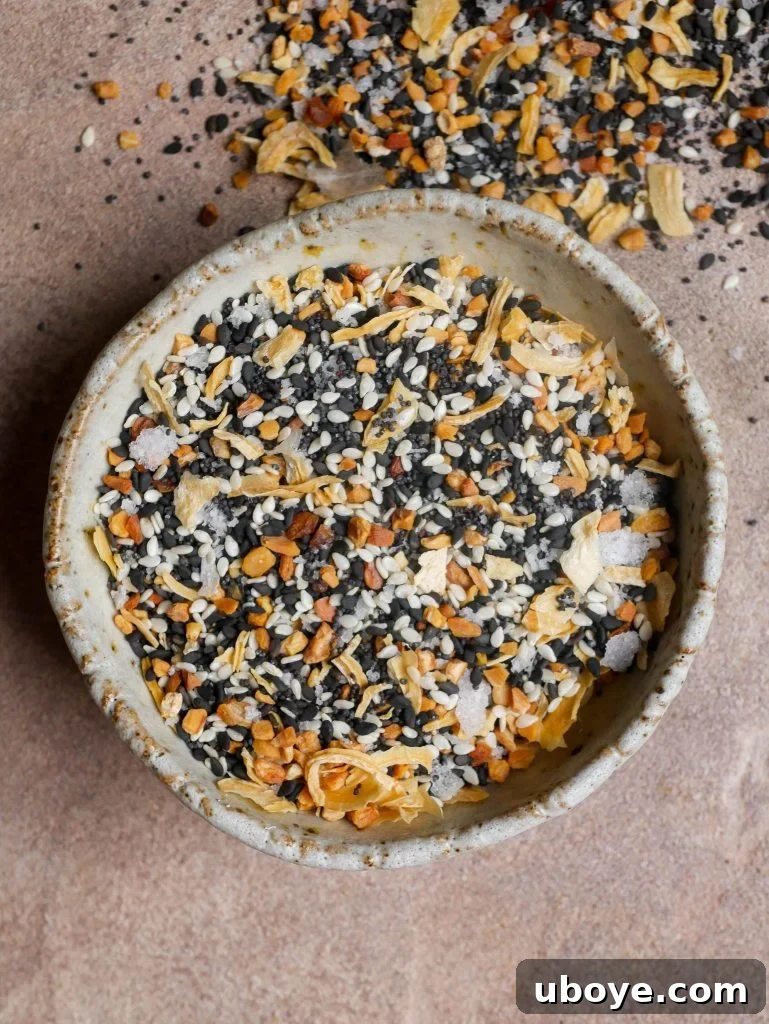 All-Purpose Bagel Blend 2 Everything but the Bagel Seasoning on a bagel