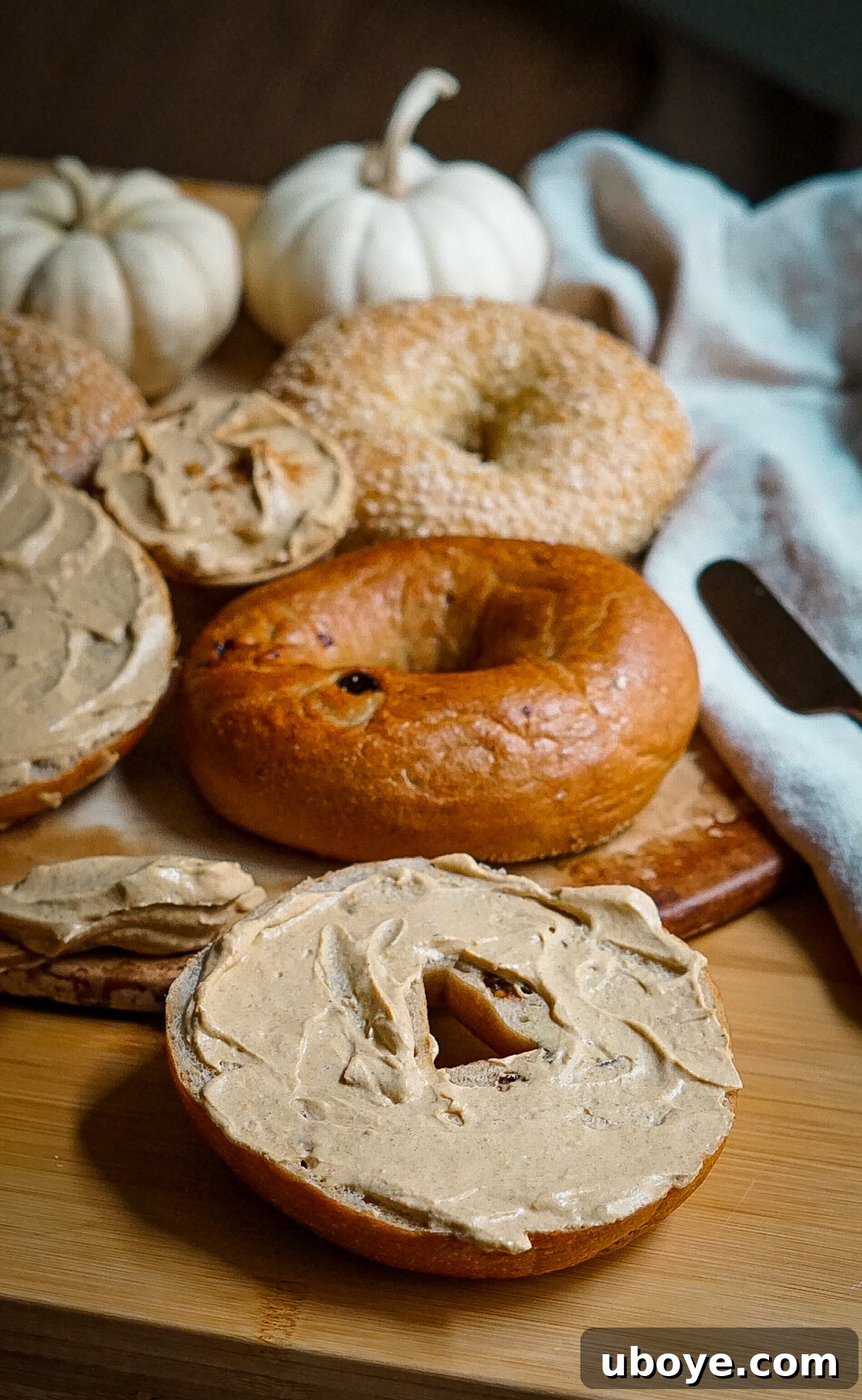 Close-up of creamy Vegan Pumpkin Cream Cheese on a spoon