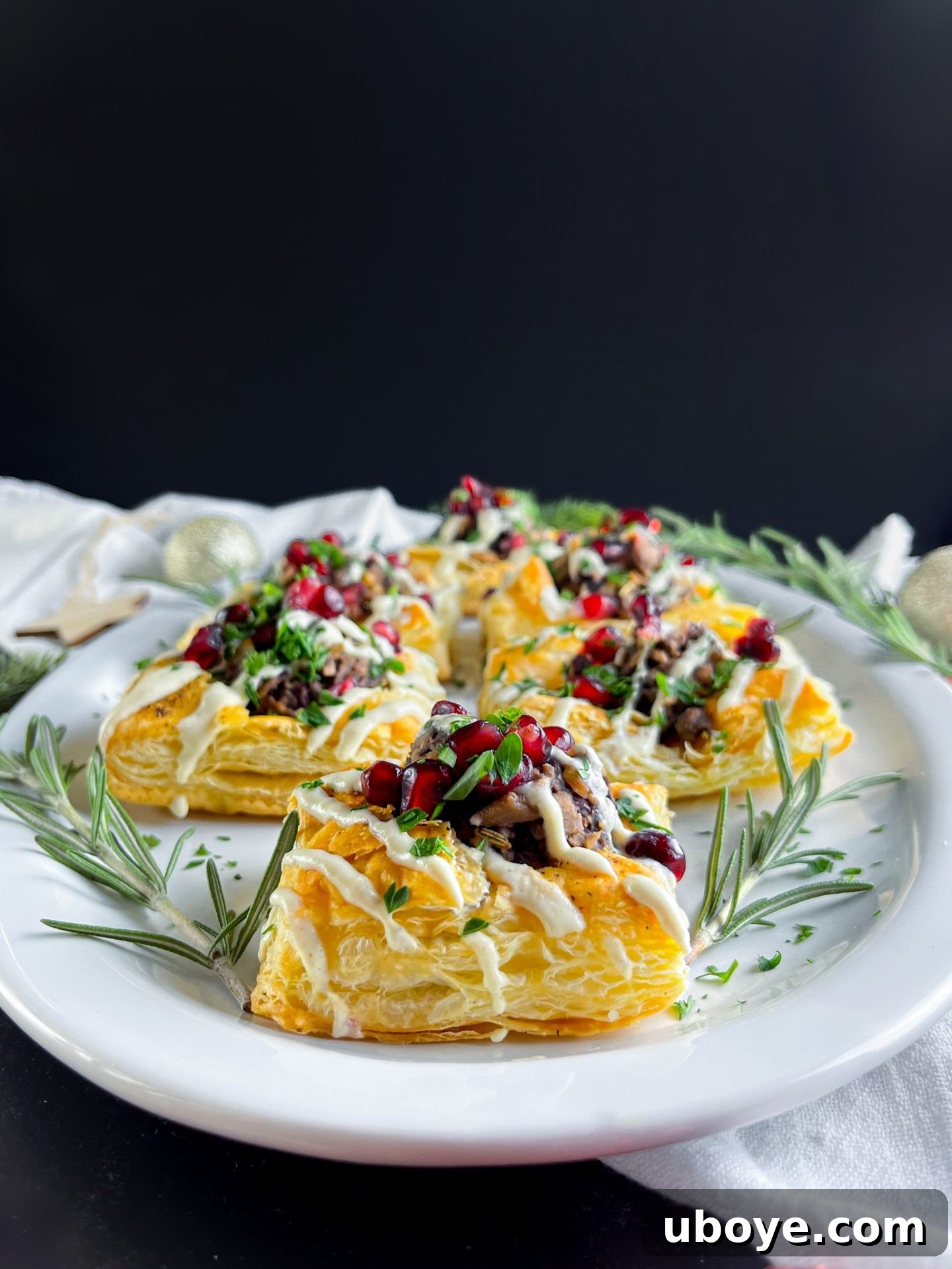 Vegan puff pastry appetizer recipe for Christmas dinner or parties