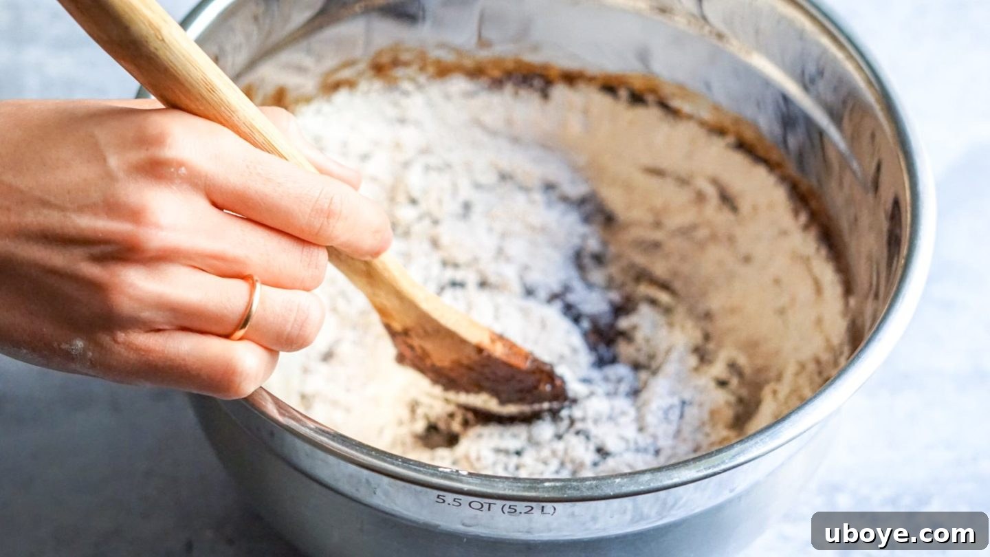 Decadent Vegan Gingerbread Cake 6 Mixing cake ingredients in a bowl
