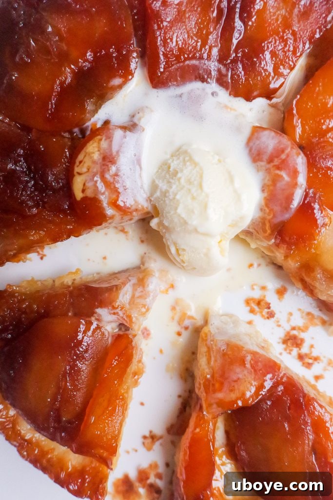 Apple Tarte Tatin served with a scoop of ice cream