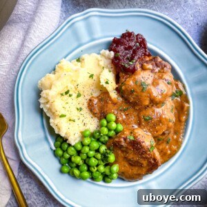 meatless Norwegian meatballs with dairy free gravy and mashed potatoes