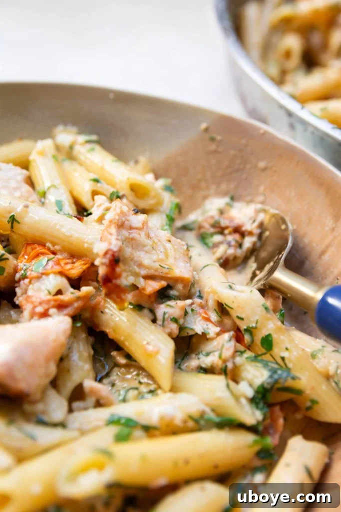 Tuscan Sunset Salmon Pasta 5 An arrangement of fresh parsley and dill, essential herbs for the pasta