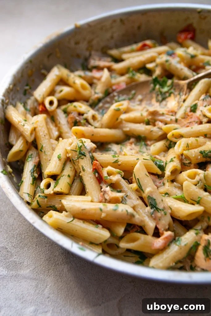 Tuscan Sunset Salmon Pasta 6 Halved cherry tomatoes, ready to add their sweet and tangy flavor to the dish