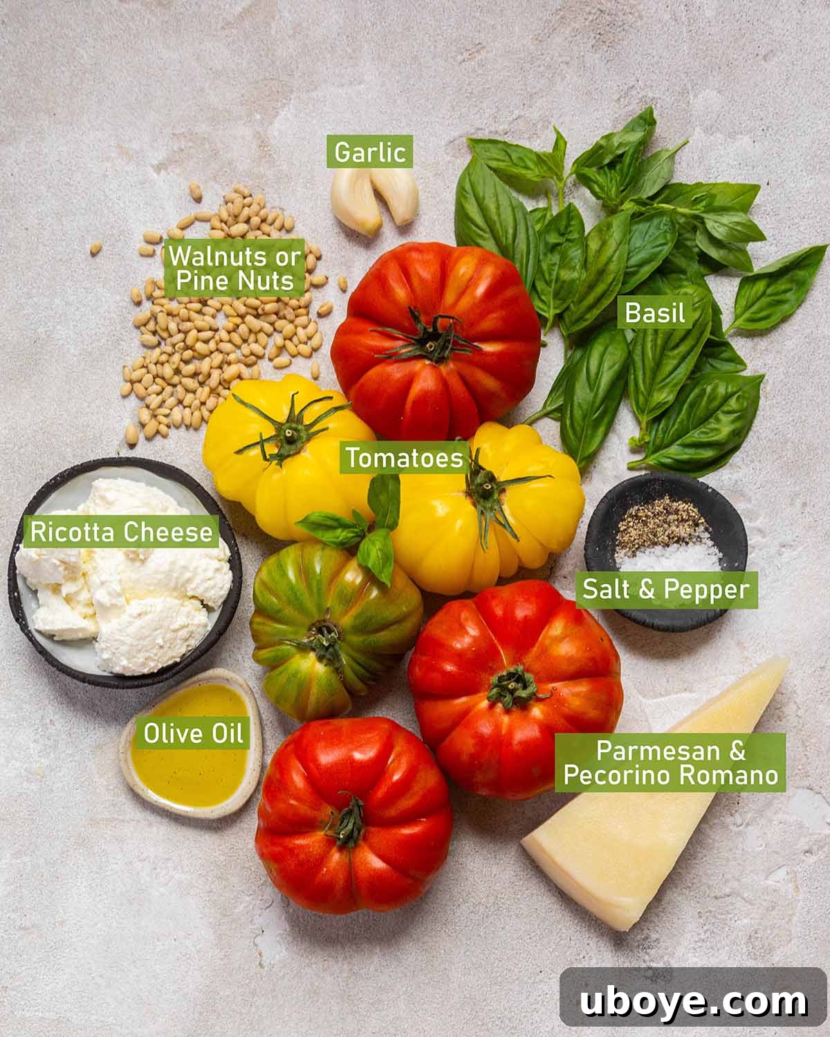 ingredients for summer tomato tart.