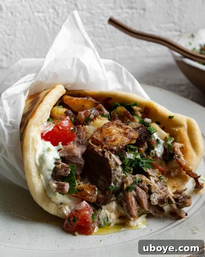 Slow roasted lamb souvlaki