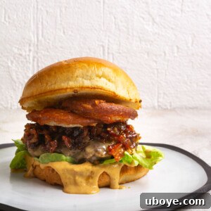 Burger with onion rings