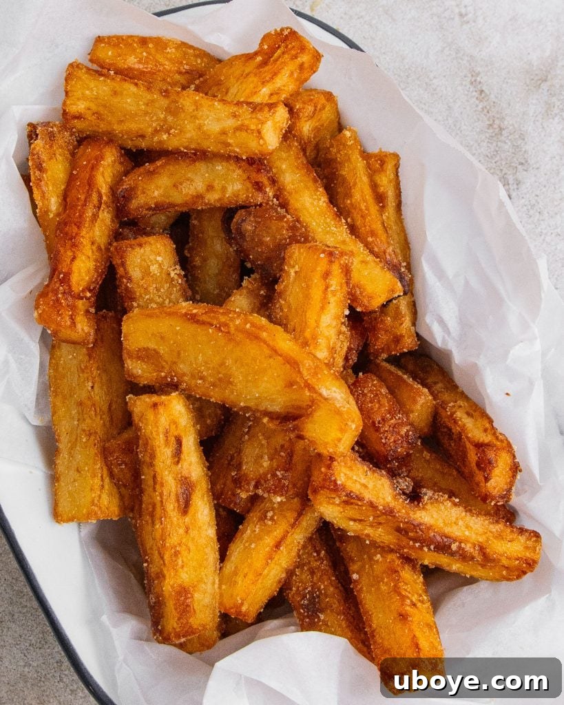 Savory Chicken Salt Chips 2 A vibrant close-up of perfectly golden and crispy Australian hot chips, generously seasoned with chicken salt, ready to be served in a rustic bowl.