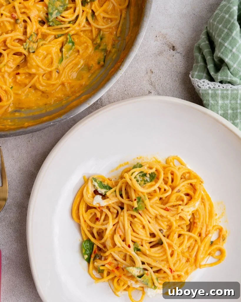 Roasted tomato and goats cheese pasta close up