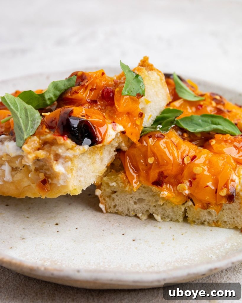 Roasted tomato and goats cheese pasta in a bowl