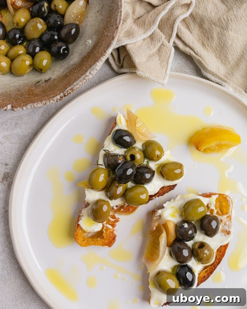 Oven-Roasted Olive Confit 6 A dish of baked olive confit, ready to be enjoyed