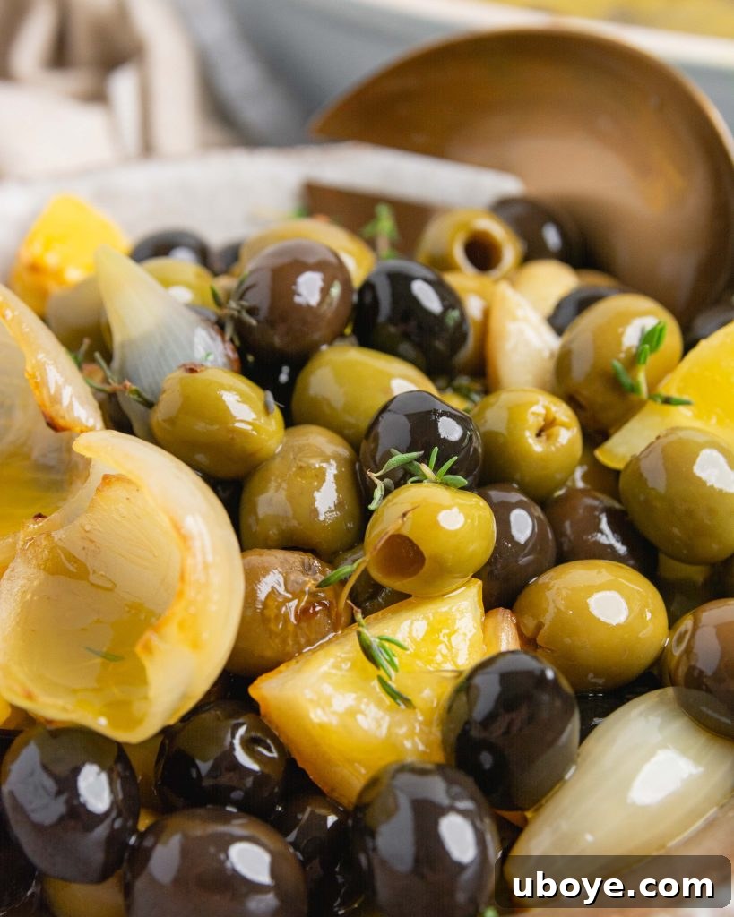 Oven-Roasted Olive Confit 7 A close-up of the baked olive confit, showcasing its rich texture