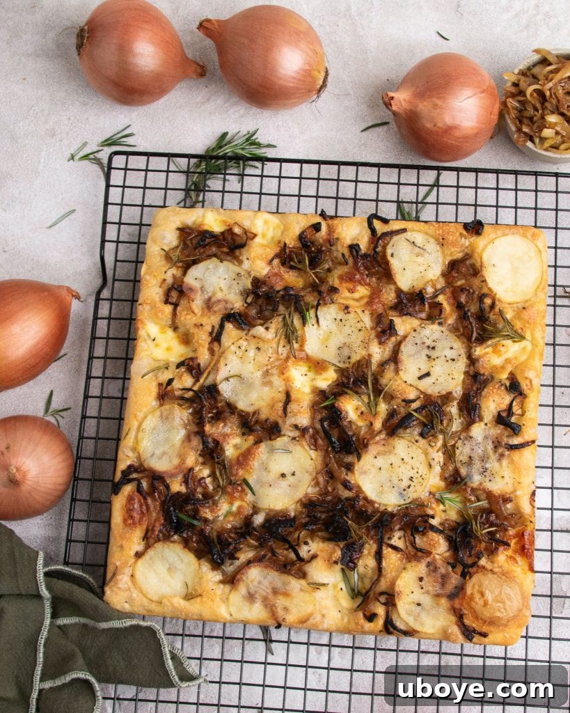 Golden Caramelized Onion Sheet Pan Pizza 2 Delicious Caramelised Onion and Potato Sheet Pan Pizza with golden crust