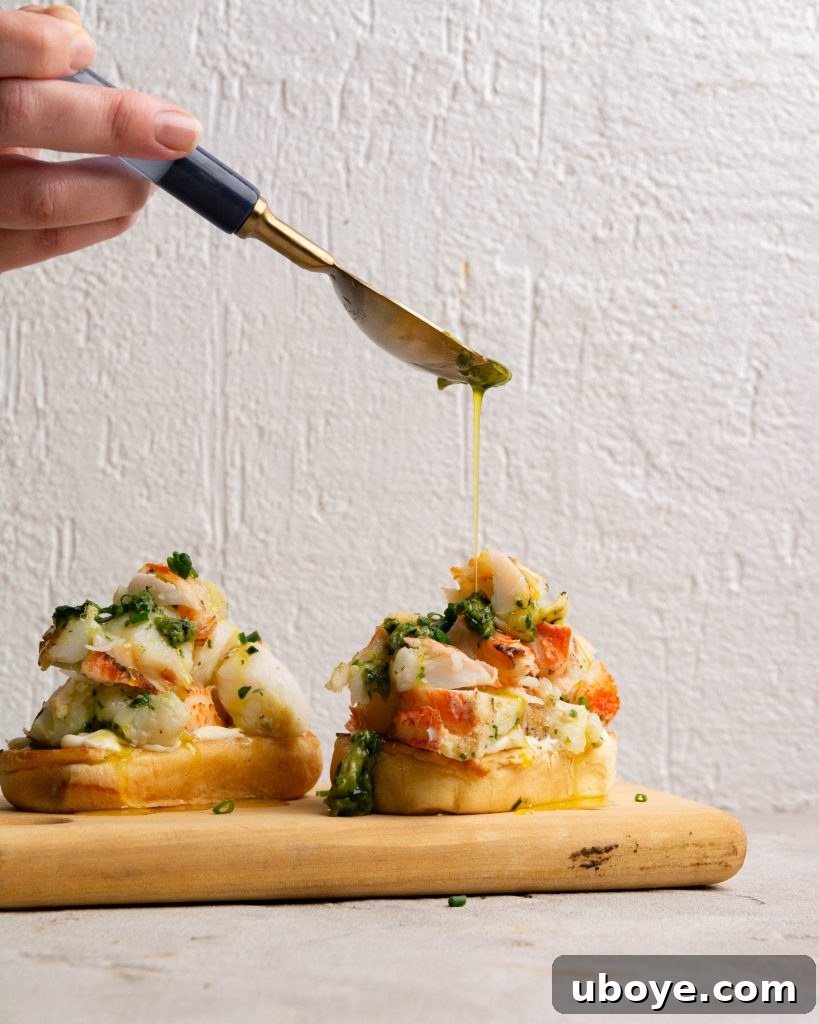 Close-up of freshly made Buttery Lobster Rolls