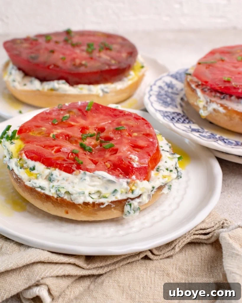 Bagel with Cream Cheese Perfection 2 Gourmet cream cheese bagel with roasted garlic and fresh herbs