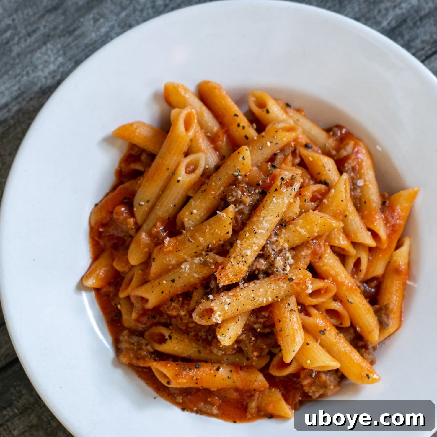 Penne pasta with angled ends